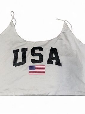 White USA Flag Cropped Tank Top